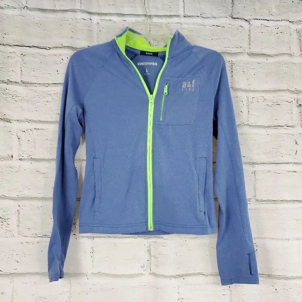 Abercrombie & Fitch blue fitted zipup workout top